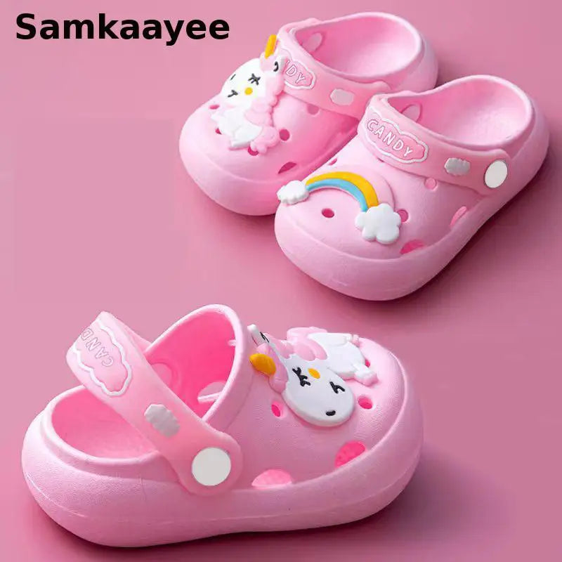 0-16y Kids Mules & Clogs Summer Children Sandals Baby Girls Boys Garden Shoes Soft Sole Anti-Slippery Slippers Cartoon Slides y1