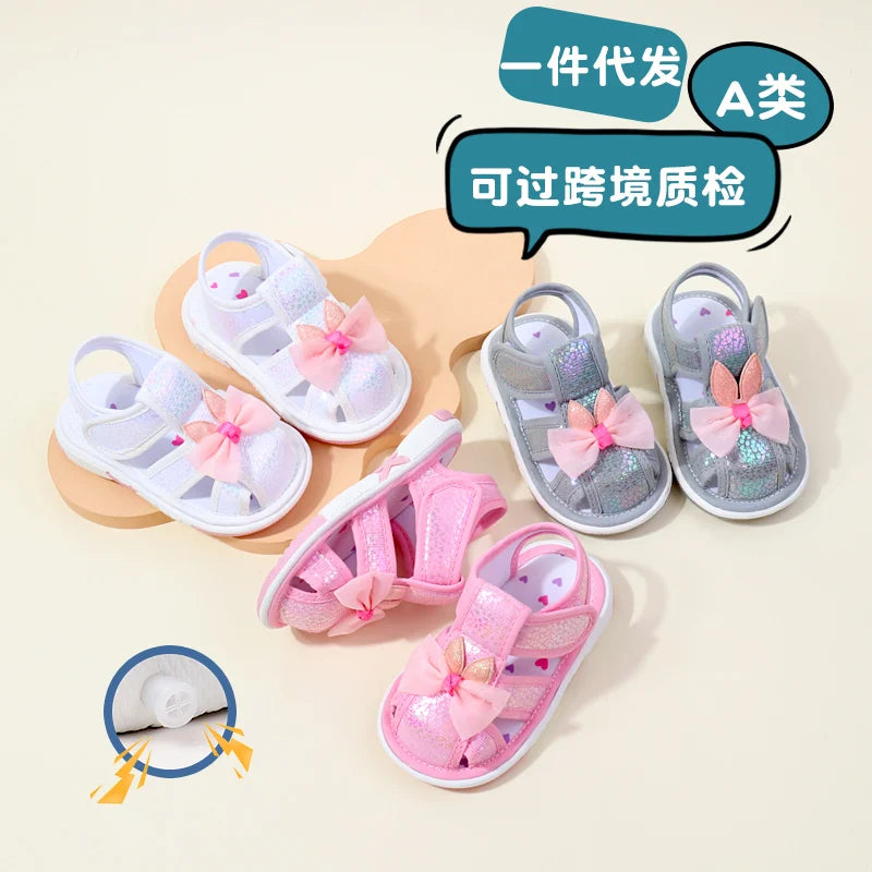 Baby Squeaky Shoes Summer Sandal High Quality Funny Toddler Sound Prewalking Sneaker Cute Butterfly-Bowknot for Kid Girls MY2401