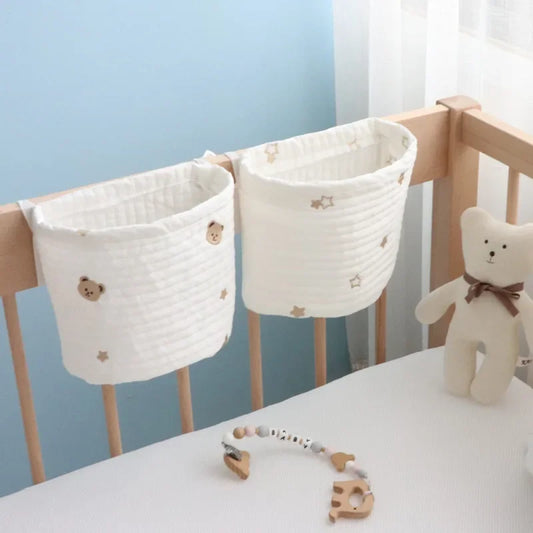 Baby Bedside Storage Bag Baby Crib Organizer Hanging Bag for Baby Essentials Multi-Purpose Newborn Bed Hanging Diaper Toy Tissue