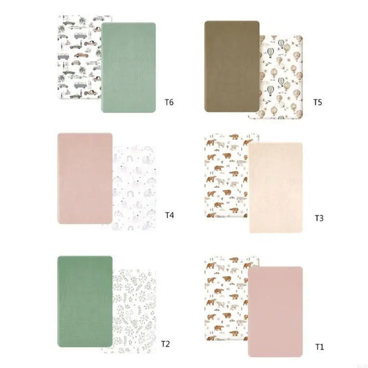 2PCS Breathable Baby Bassinet Sheet Detachable Fitted Sheet Changing Pad Protector Sleeve for Newborns Infants Cribs