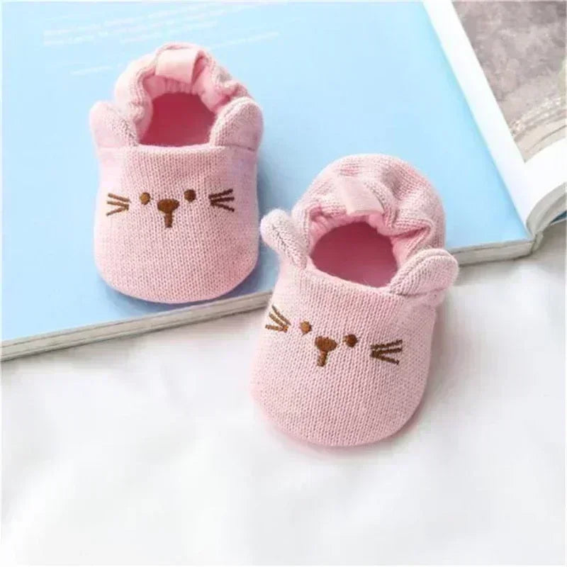 Infant Toddler Slippers Baby Boys Girls Knited Crib Shoes Cute Cartoon Mouse Panda Anti-slip Prewalker Baby Slippers
