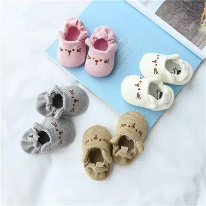 Infant Toddler Slippers Baby Boys Girls Knited Crib Shoes Cute Cartoon Mouse Panda Anti-slip Prewalker Baby Slippers